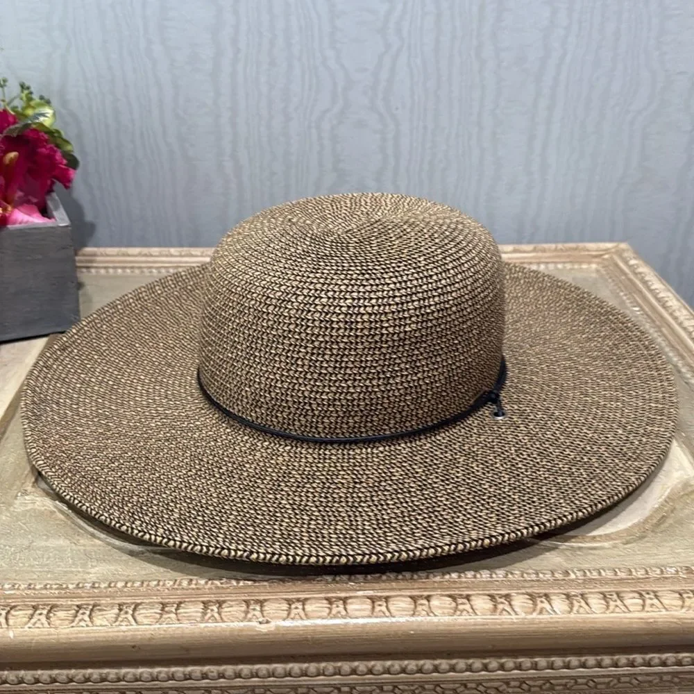 Scala Handcrafted Woven Paper Polyester Sun Hat Neutral Tan